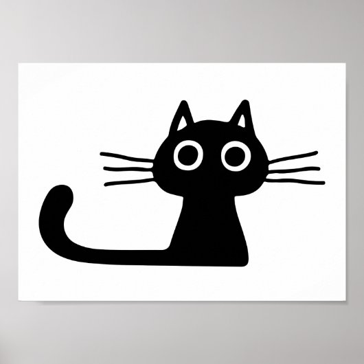 Quirky Black Kitty Cat | Filmzwart en wit Poster (Voorkant)