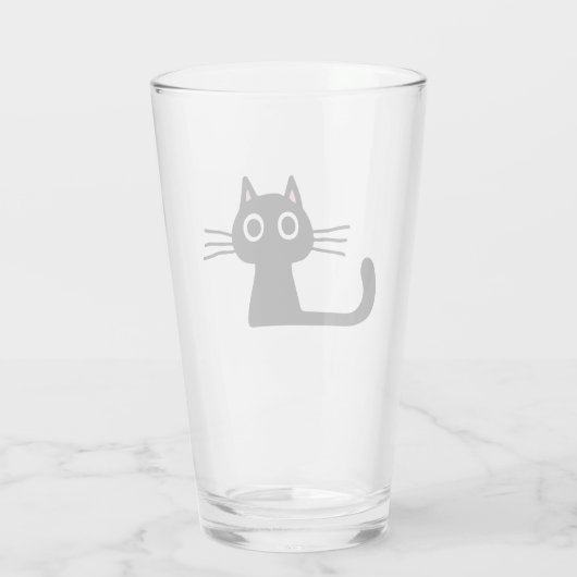 Quirky Black Kitty Cat | Fun Feline Beverage Glass Glas (Achterkant)