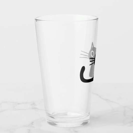 Quirky Black Kitty Cat | Fun Feline Beverage Glass Glas (Rechts)