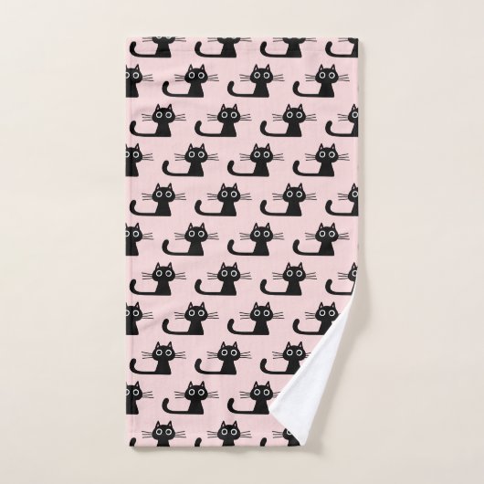 Quirky Black Kitty Cat | Fun Patterned Handdoek (Handdoek)