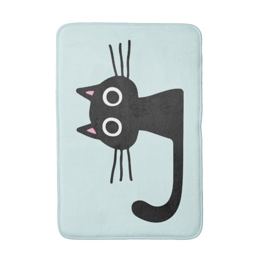 Quirky Black Kitty Cat met Long Whiskers Badmat (Voorkant Verticaal)