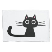 Quirky Black Kitty Cat met Long Whiskers Kussensloop (Voorkant)