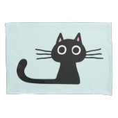 Quirky Black Kitty Cat met Long Whiskers Kussensloop (Voorkant)