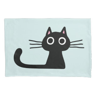Quirky Black Kitty Cat met Long Whiskers Kussensloop