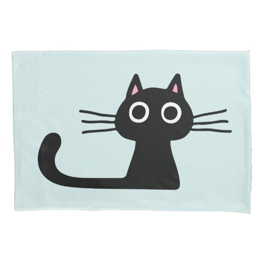 Quirky Black Kitty Cat met Long Whiskers Kussensloop (Voorkant)