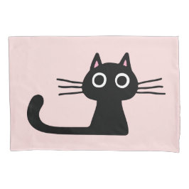 Quirky Black Kitty Cat met Long Whiskers Kussensloop
