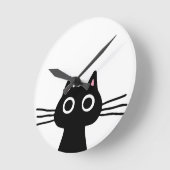 Quirky Black Kitty Cat met Long Whiskers Ronde Klok (Hoek)