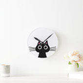 Quirky Black Kitty Cat met Long Whiskers Ronde Klok (Huis)