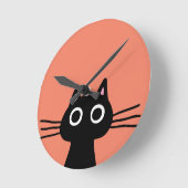 Quirky Black Kitty Cat met Long Whiskers Ronde Klok (Hoek)