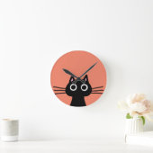 Quirky Black Kitty Cat met Long Whiskers Ronde Klok (Huis)