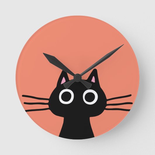 Quirky Black Kitty Cat met Long Whiskers Ronde Klok (Voorkant)