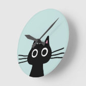 Quirky Black Kitty Cat met Long Whiskers Ronde Klok (Hoek)