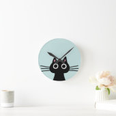 Quirky Black Kitty Cat met Long Whiskers Ronde Klok (Huis)