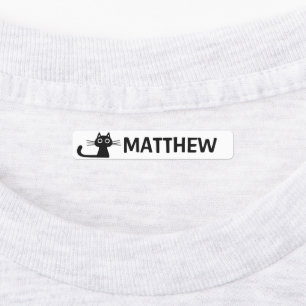 Quirky Black Kitty Cat Persoonlijke naam Labels