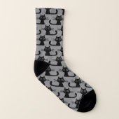 Quirky Black Kitty Cats Pattern Cute Novelty Socks Sokken (Rechts - buiten)