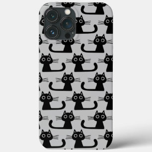 Quirky Black Kitty Cats Pattern Grey and Black Case-Mate iPhone Case