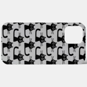 Quirky Black Kitty Cats Pattern Grey and Black Case-Mate iPhone Case (Achterkant (horizontaal))
