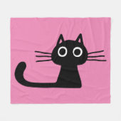 Quirky Black Kitty Purrfect Pink Fleece Deken (Voorkant (Horizontaal))