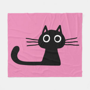Quirky Black Kitty Purrfect Pink Fleece Deken