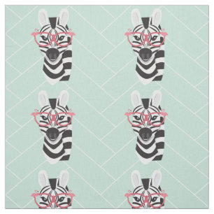 Quirky Black White Zebra Roze flamingo Sunbribribr Stof