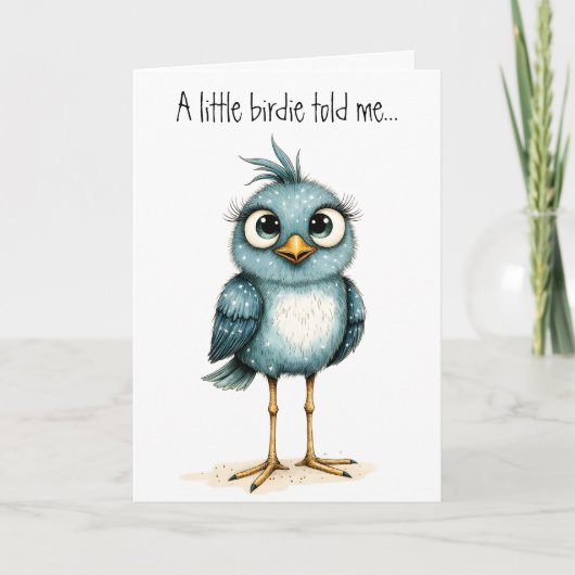 Quirky Blue Bird Cute Happy Birthday Greeting Kaart (Voorkant)