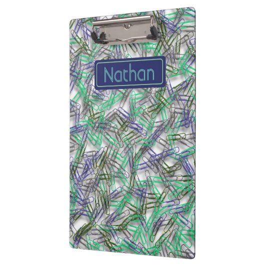 Quirky Blue Green Paperclips op maat Klembord (Links)