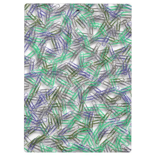 Quirky Blue Green Paperclips op maat Klembord (Achterkant)