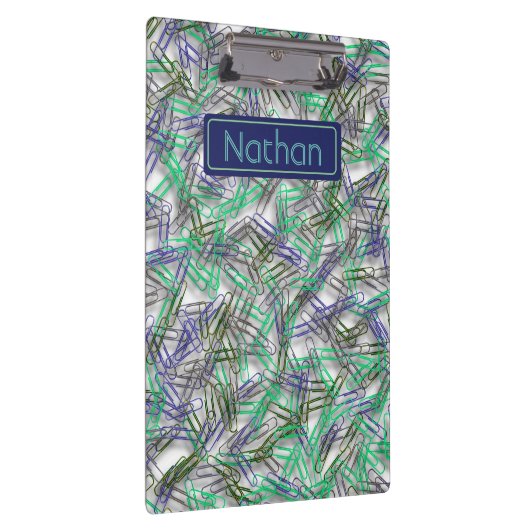 Quirky Blue Green Paperclips op maat Klembord (Rechts)