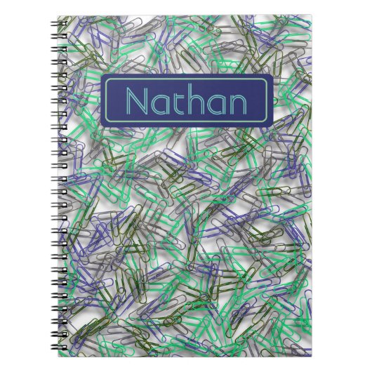 Quirky Blue Green Paperclips op maat Notitieboek (Voorkant)