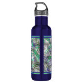 Quirky Blue Green Paperclips op maat Waterfles (Achterkant)