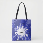 Quirky Blue Painting Splatter Name Tote Bag (Voorkant)
