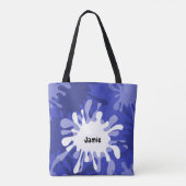 Quirky Blue Painting Splatter Name Tote Bag (Achterkant)