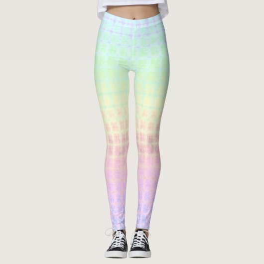 Quirky Boho Kawaii Schattigee Funky Pastel Regenbo Leggings (Voorkant)