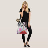 Quirky Bold Collage Art Graffiti Eyes Lips Bright Tote Bag (Op model)