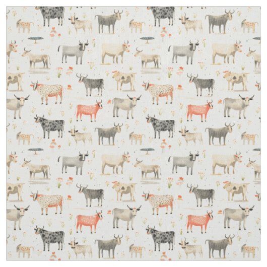 Quirky Bovine: Whimsy Koe Stof (Swatch)
