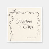 Quirky Bow Lijst Handgeschreven Bruiloft Servet (Voorkant)