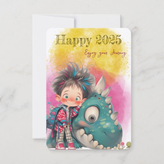 Quirky Boy & Dinosaur Cartoon (Voorkant)
