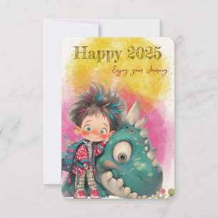 Quirky Boy & Dinosaur Cartoon