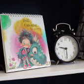 Quirky Boy & Dinosaur Cartoon Kalender