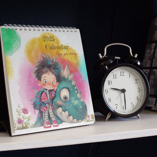 Quirky Boy & Dinosaur Cartoon Kalender