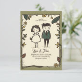 Quirky bruiloft nodigt uit voor bruiloft kaart (Staand voorkant)