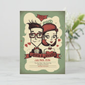 Quirky bruiloft nodigt uit voor bruiloft kaart (Staand voorkant)