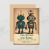 Quirky bruiloft-uitnodigingen met robots kaart (Voorkant / Achterkant)