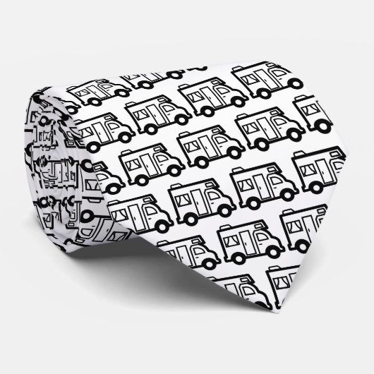 Quirky Caravan Black en White Pattern Stropdas (Opgerold)