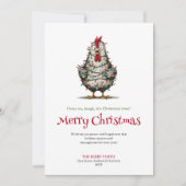 Quirky cartoon chicken Christmas greeting card Feestdagenkaart (Voorkant)