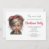 Quirky Cartoon Granny Happy Xmas Event Invitation Kaart (Voorkant)