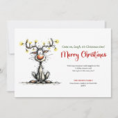 Quirky cartoon reindeer Christmas greeting card Feestdagenkaart (Voorkant)