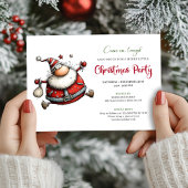 Quirky cartoon Santa Christmas party invitation Kaart