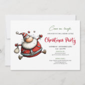 Quirky cartoon Santa Christmas party invitation Kaart (Voorkant)