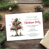 Quirky cartoon tree Christmas party invitation Kaart